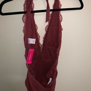 Xhilaration Mauve Lace One piece swimsuit (M)